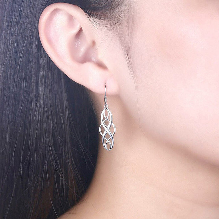 1 Pair Elegant Lady Irregular Hollow Out Copper Drop Earrings