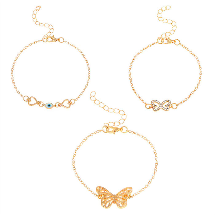 Lady Modern Style Shiny Moon Heart Shape Butterfly Resin Copper 18K Gold Plated Gold Plated Silver Plated Zircon Bracelets In Bulk