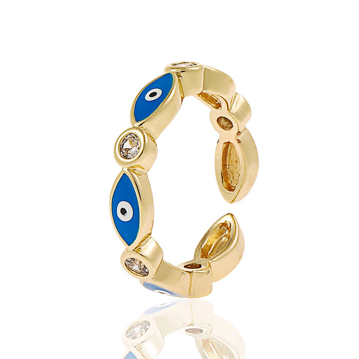 Fashion Geometric Eye Copper Open Ring Plating Zircon Copper Rings