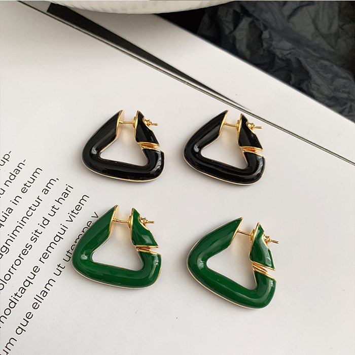 1 Pair Modern Style Solid Color Enamel Copper Earrings