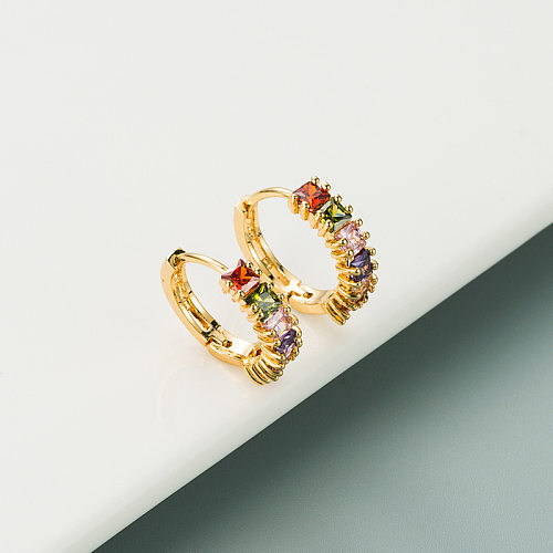 Korean Fashion Brass Inlaid Zircon Cute Earrings