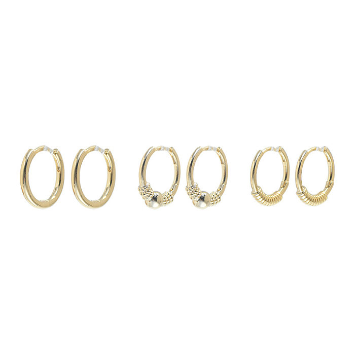 1 Set Simple Style Round Copper Irregular Plating Gold Plated Earrings