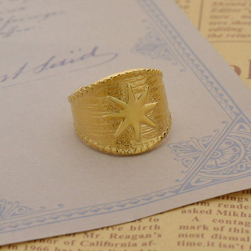 Anéis de aço inoxidável folheados com anel aberto estrela estilo vintage em aço inoxidável