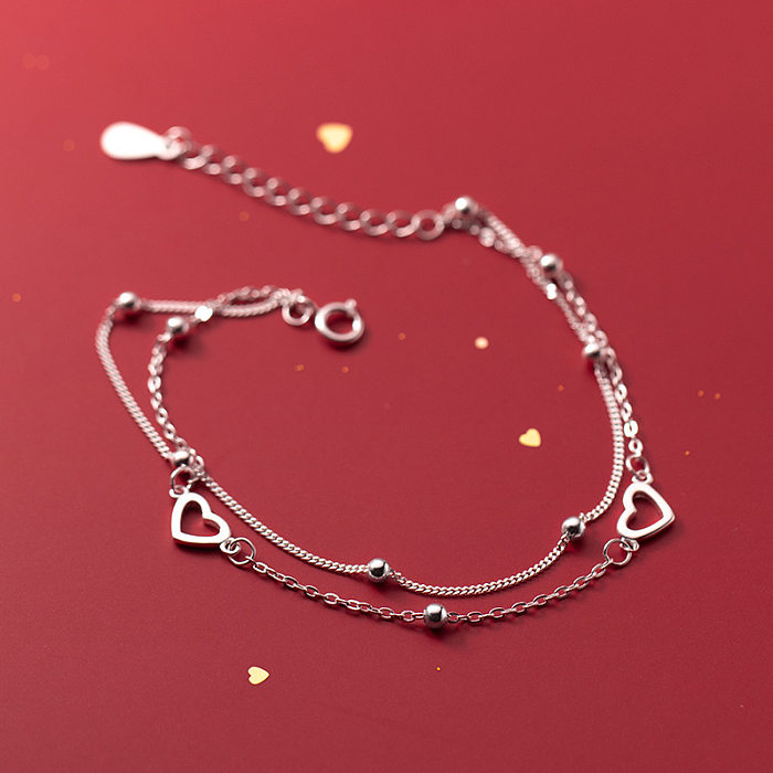 1 Piece Simple Style Heart Shape Copper Plating Bracelets