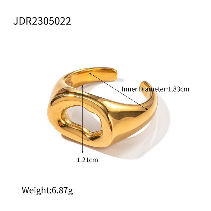 Anéis abertos banhados a ouro 18K de aço inoxidável geométrico retrô