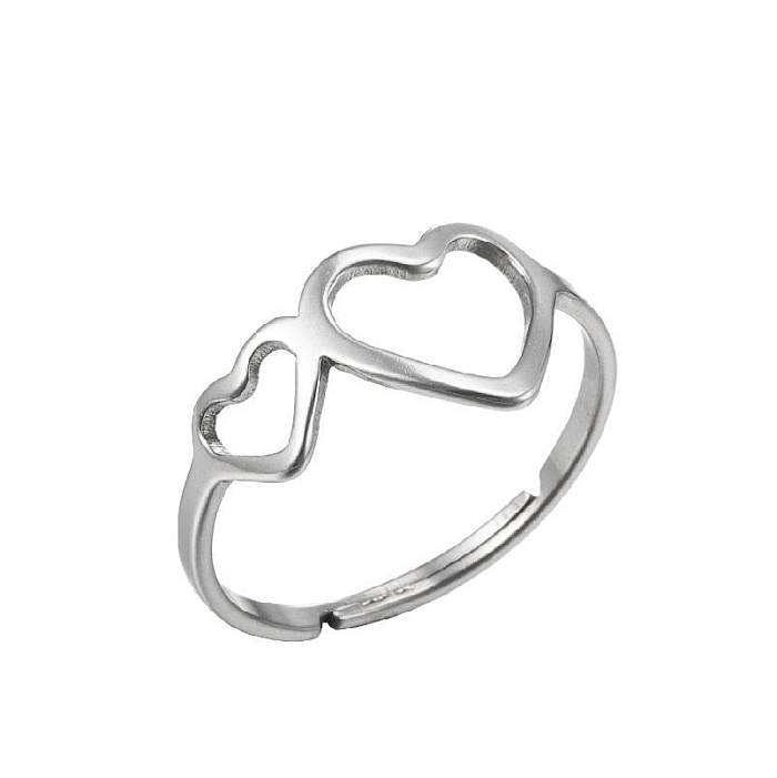 1 Piece Fashion Heart Shape Stainless Steel Plating Open Ring