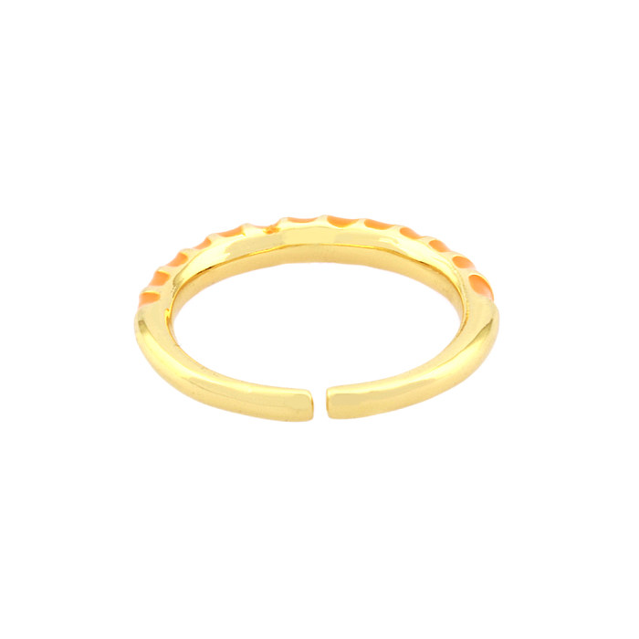 Sweet Simple Style Twist Copper Enamel Plating 18K Gold Plated Open Rings