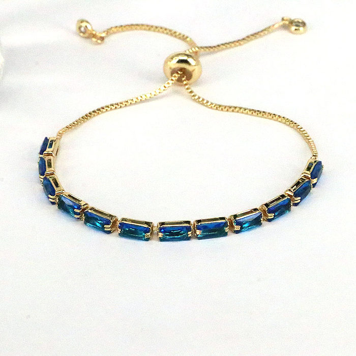 Fashion Geometric Copper Gold Plated Zircon Bracelets 1 Piece