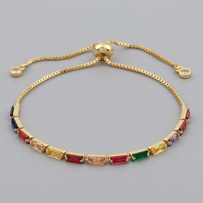 Retro Geometric Copper Bracelets Inlay Zircon Copper Bracelets