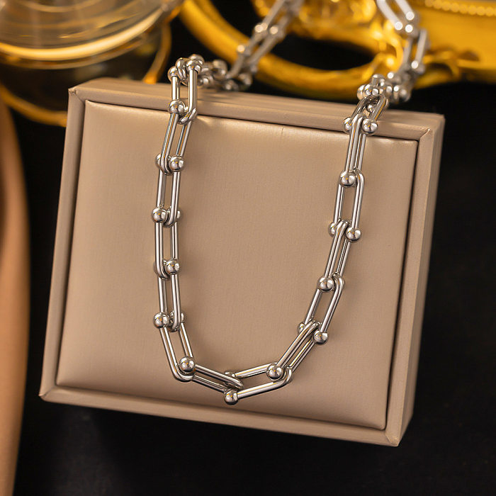 Streetwear U Shape Titanium Steel Plating Bracelets Earrings Necklace