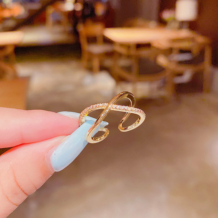 Anillo de circón con microincrustaciones coreanas, anillo de moda coreano ajustable con apertura