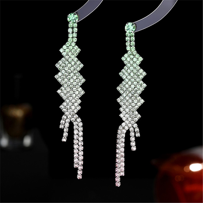 1 Pair Fairy Style Tassel Plating Inlay Copper Rhinestones Silver Plated Drop Earrings