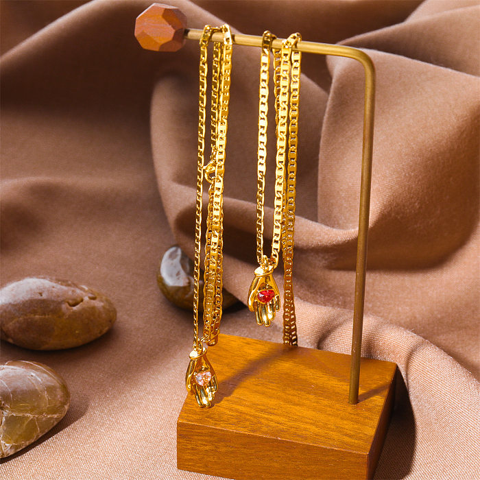 Collier pendentif plaqué or 18 carats avec incrustation de cuivre et de cuivre de palmier rétro streetwear