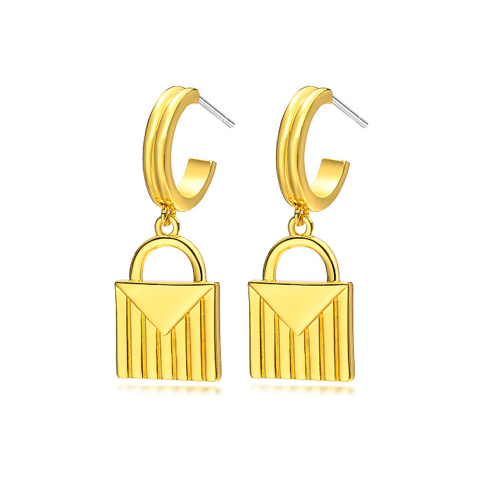 1 Pair Luxurious Lady Lock Plating Brass Gold Plated Drop Earrings