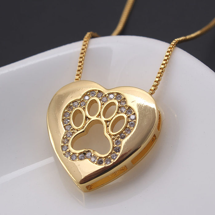 Bijoux Simple incrusté Zircon en forme de coeur collier griffe de chat bijoux en gros