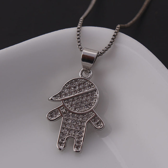 IG Style Sweet Simple Style Cartoon Character Copper Plating Inlay Zircon Gold Plated Pendant Necklace