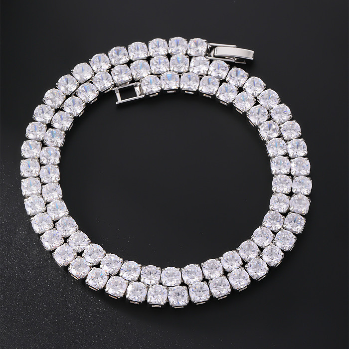 Casual Hip-Hop Simple Style Square Copper Zircon Necklace In Bulk