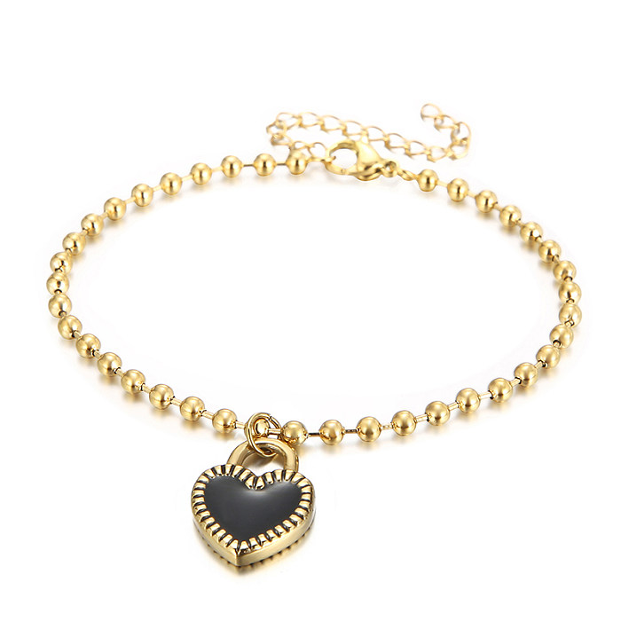 Collier de bracelets plaqué or 18 carats en acier titane en forme de coeur de vacances décontractées