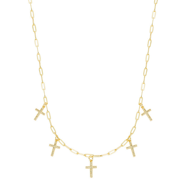 Light Luxury Copper Plated 18K Gold Micro-inlaid Zircon Pendant Necklace