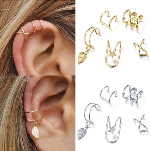 1 ensemble de clips d'oreille plaqués cuivre géométriques de Style Simple