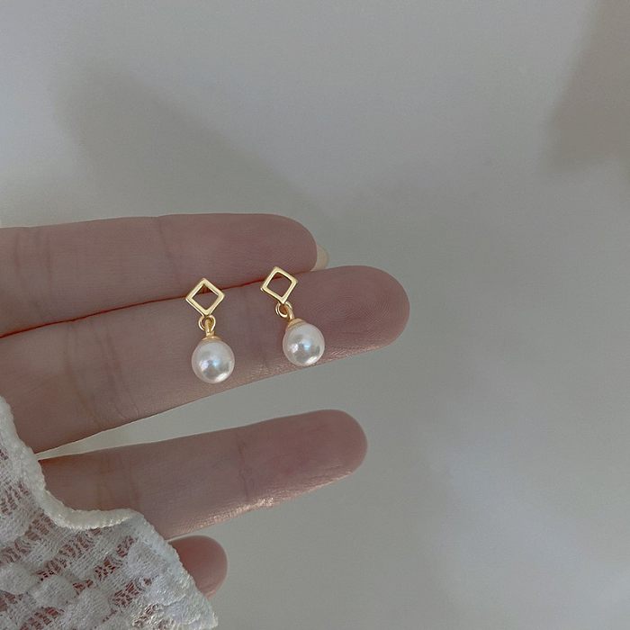 1 paire de boucles d'oreilles pendantes en cuivre plaqué or, Style Simple, placage géométrique