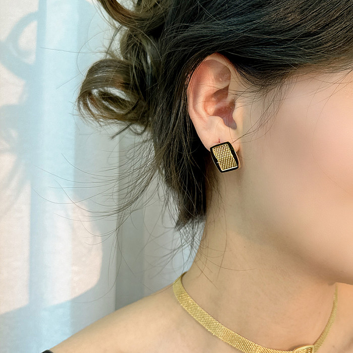 Streetwear – anneaux en acier titane de couleur unie, boucles d'oreilles, collier