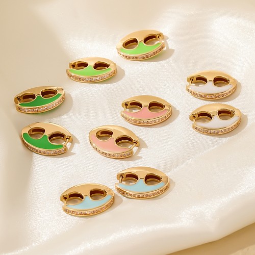 1 Pair Casual Vintage Style Oval Enamel Copper Ear Studs