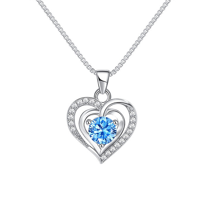 Fashion Heart Shape Copper Hollow Out Rhinestones Pendant Necklace