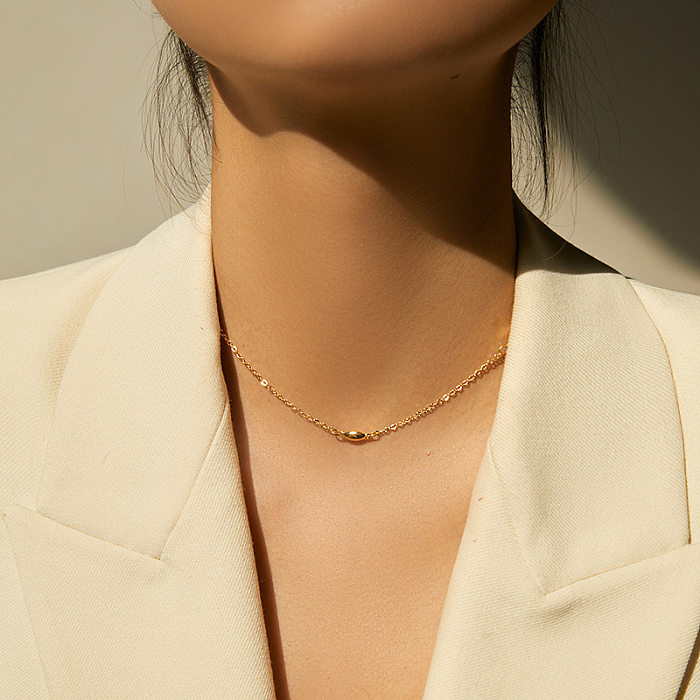 Lässige, schlichte, einfarbige Halskette mit 18-Karat-Vergoldung