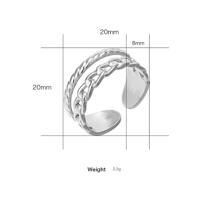 Fashion Simple Gold Plated Geometric Open Adjustable Titanium Steel Ring