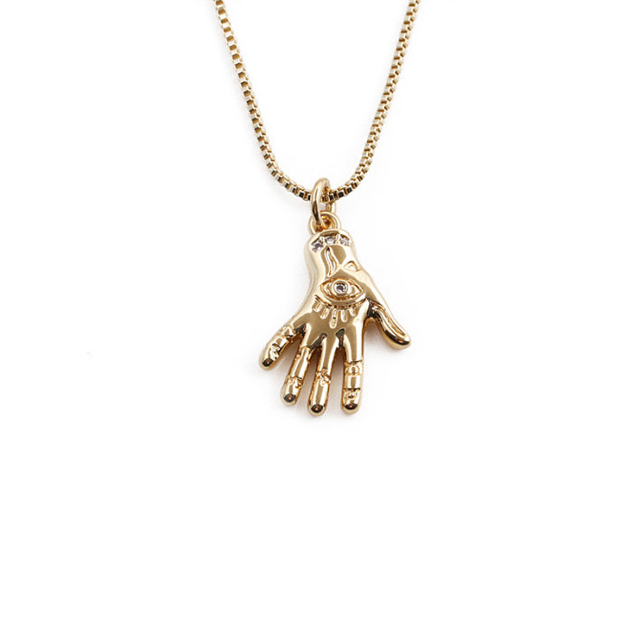 Retro Copper Gold  Plated Palm Necklace Wholesale jewelry