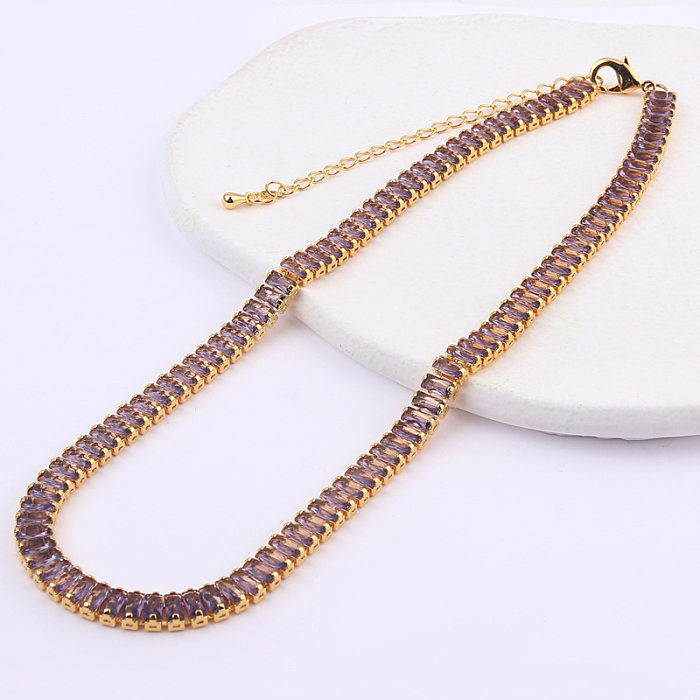 Modische geometrische Kupfer-vergoldete Zirkon-Halskette
