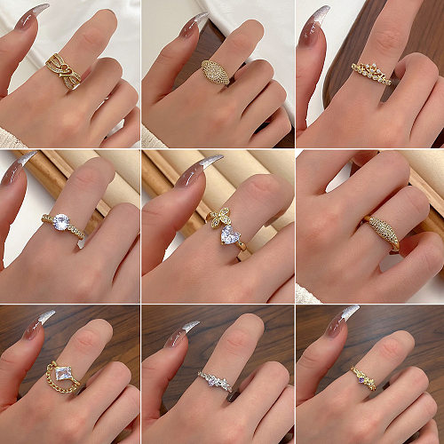Fashion Geometric Copper Plating Rhinestone Open Ring