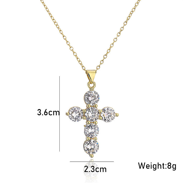 Fashion Geometric Cross Pendant Copper Necklace Wholesale
