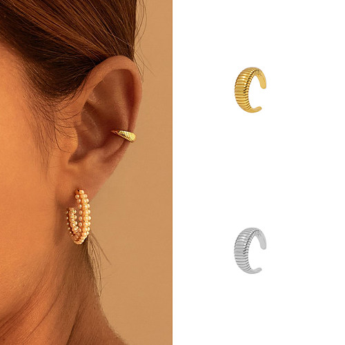 INS Style mode Simple Style C forme cuivre placage oreille Clips boucles d'oreilles 1 paire