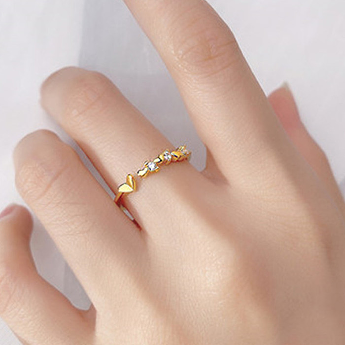1 Piece Fashion Fish Tail Copper Inlay Artificial Pearls Zircon Open Ring