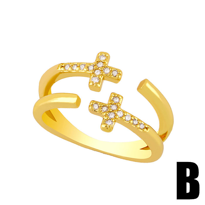 Fashion Double-layer Cross Heart-shaped Open Ring