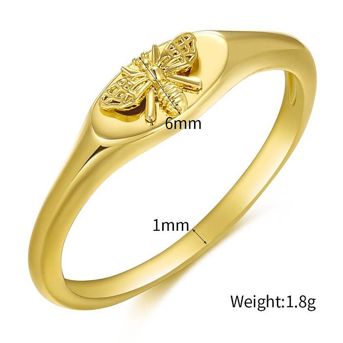 Anéis elegantes banhados a ouro com revestimento de cobre de abelha