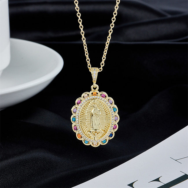 Religious Jewelry Copper Micro-set Zircon Pendant 18K Gold Plated Necklace