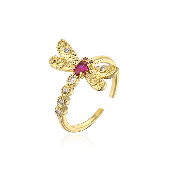 Fashion Butterfly Copper Open Ring Inlaid Zircon Zircon Copper Rings