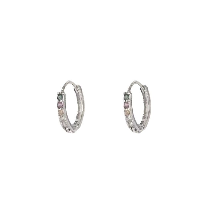 1 Pair Simple Style Geometric Copper Plating Inlay Zircon Hoop Earrings