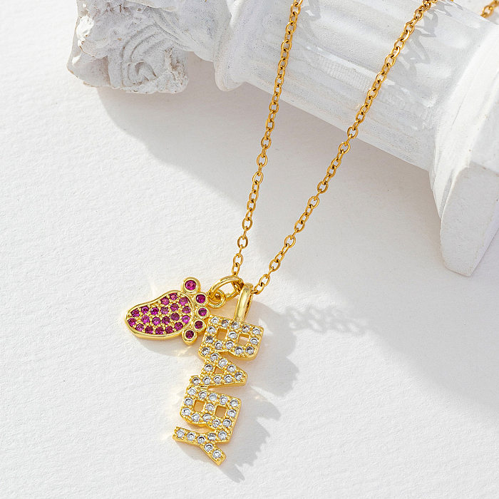 Simple Style Strawberry Copper Inlay Zircon Pendant Necklace