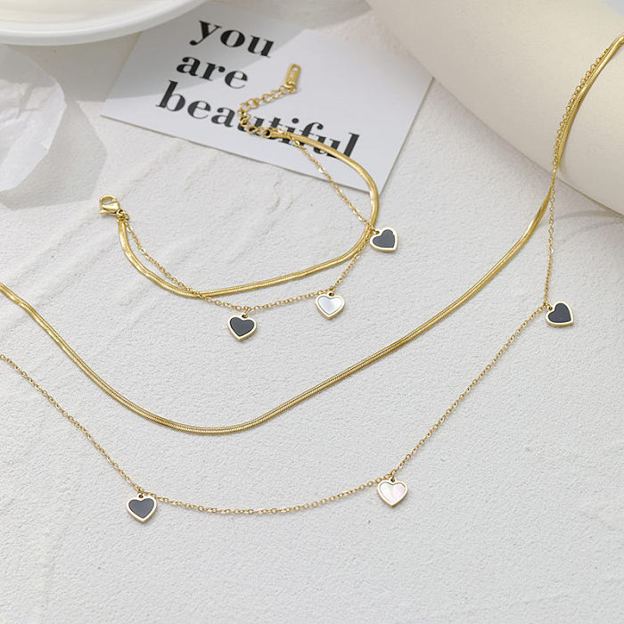 Fashion Heart Shape Titanium Steel Women'S Necklace