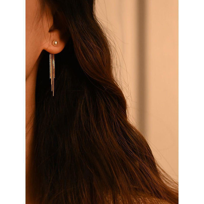 1 Pair Retro Tassel Plating Inlay Copper Artificial Gemstones Drop Earrings