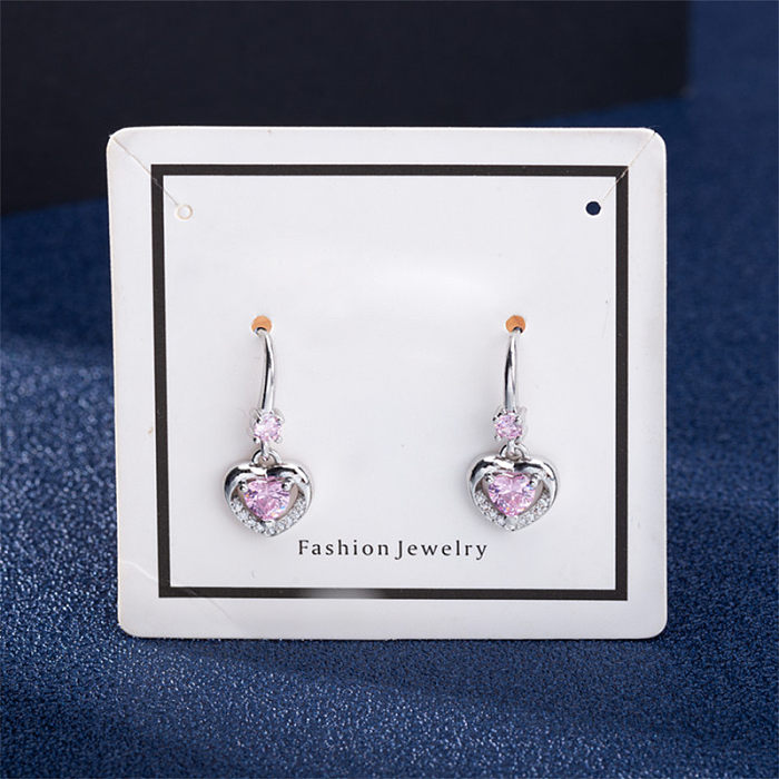 Sweet Heart Shape Copper Inlay Earrings 1 Pair