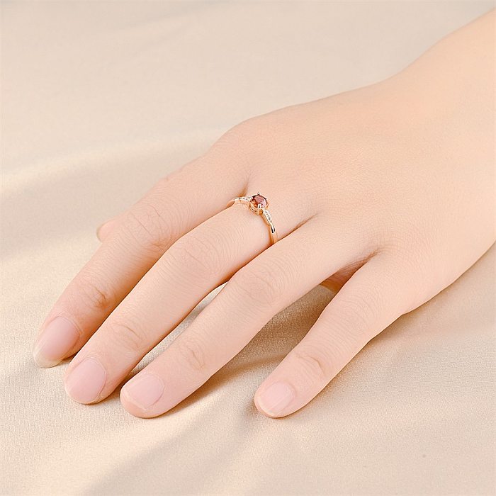 Anéis abertos de diamante artificial do embutimento geométrico elegante do chapeamento de cobre
