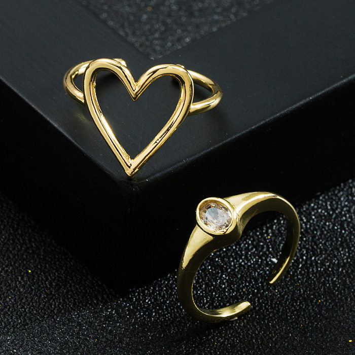 Mode Neue Verkupferung 18K Gold Micro Intarsien Zirkon Offenen Weiblichen Hohl Ring