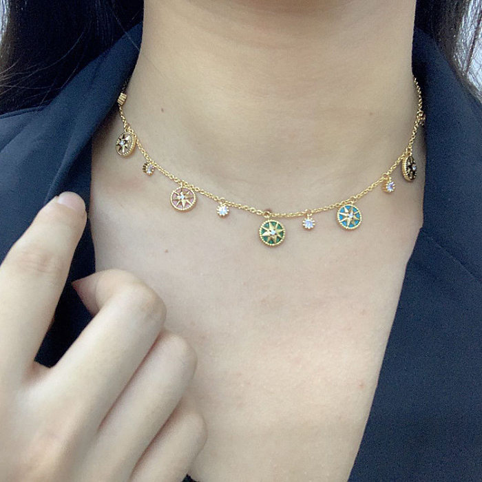 Elegant Star Copper Artificial Gemstones Shell Necklace In Bulk