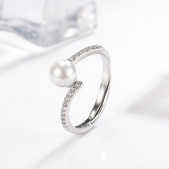 Korean Fashion Diamond Pearl Ring 14k Gold Pearl Ring Personality Simple Jewelry