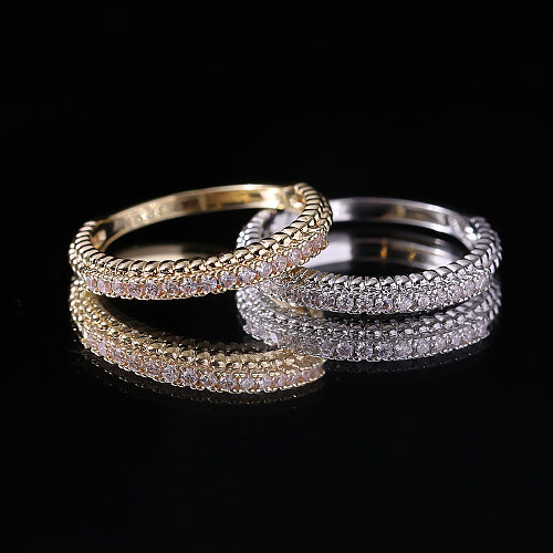 Anéis de zircão embutidos de titânio de círculo de estilo simples